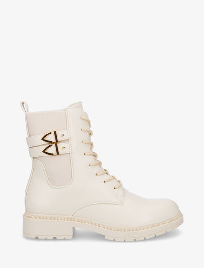 Bottines élastiquées à lacets - Beige - 5
