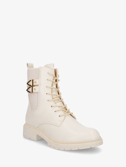 Bottines élastiquées à lacets - Beige - 2