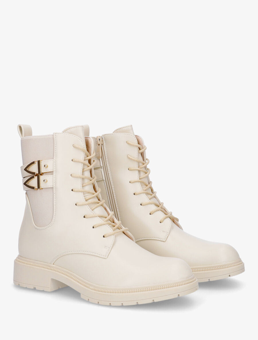 Bottines élastiquées à lacets - Beige - 4