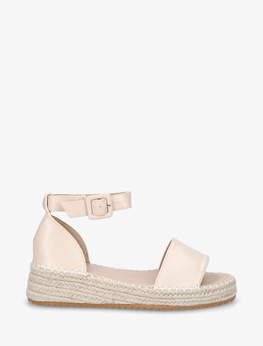Sandales compensées en simili - Beige - 1