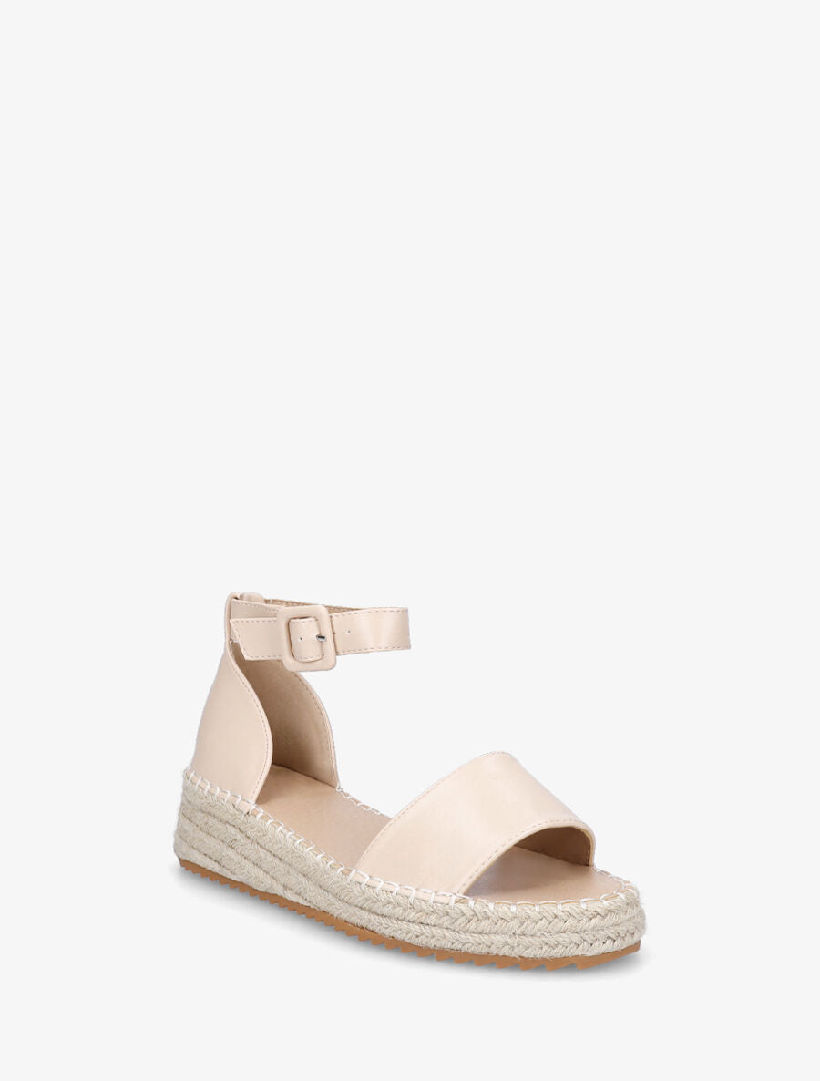 Sandales compensées en simili - Beige - 2