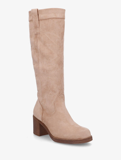 Bottes en suédine brodées - Taupe - 2