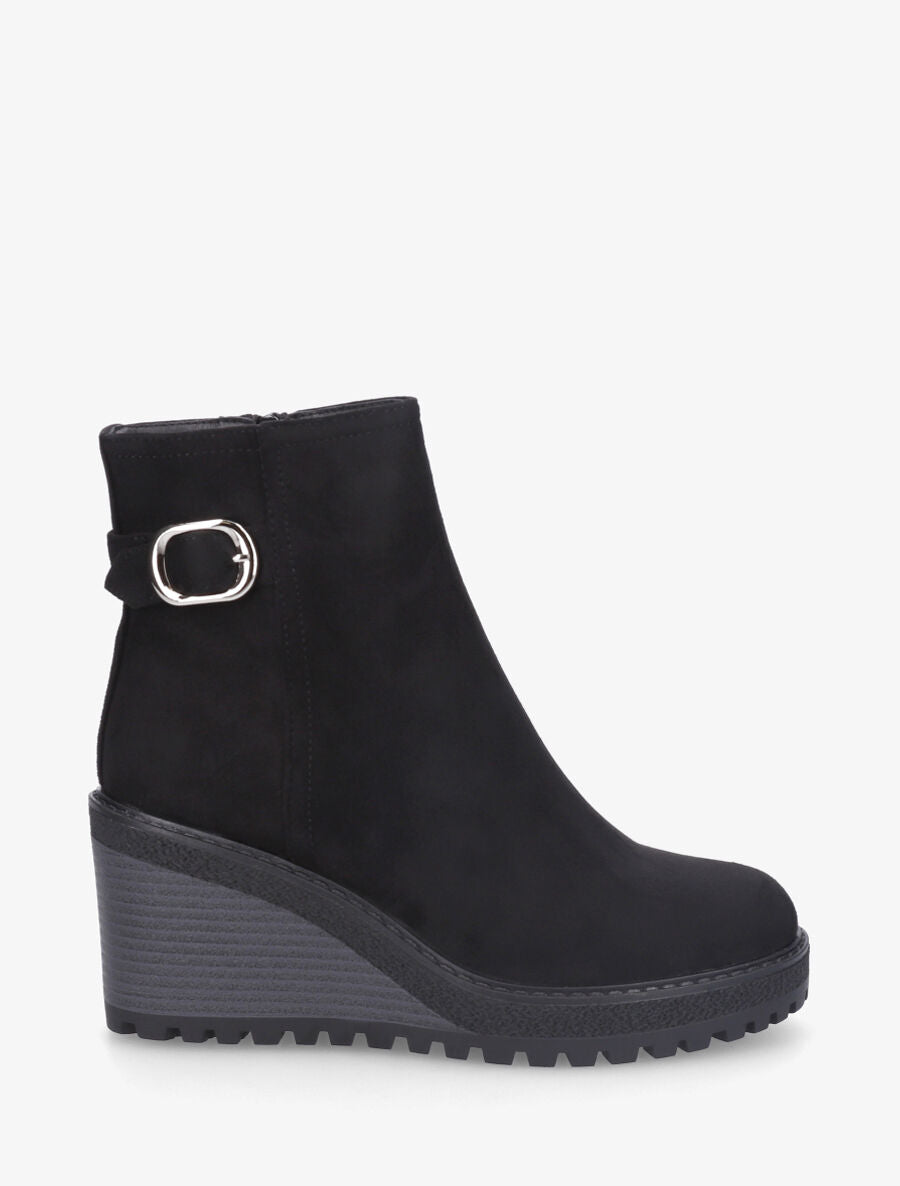 Bottines compensées en suédine - Noir - 1