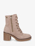 Bottines montantes en suédine et à talon - Taupe - 1