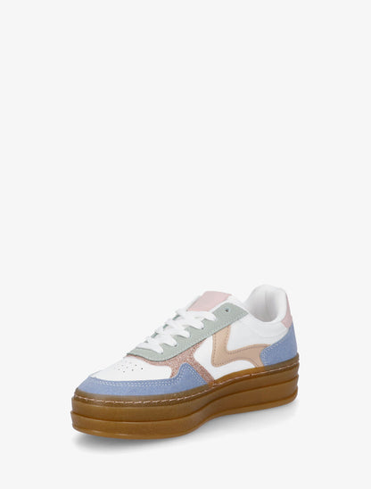 Sneakers à blocs multicolore et semelle épaisse - Bleu - 3