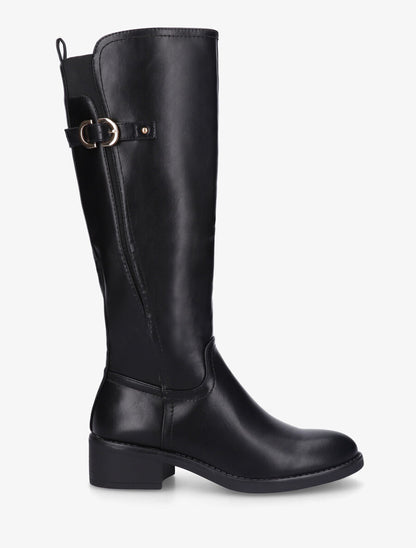 Bottes unies élastiquées à talon - Noir - 1