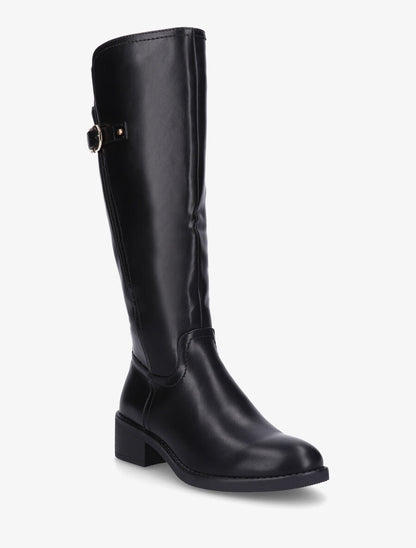 Bottes unies élastiquées à talon - Noir - 2