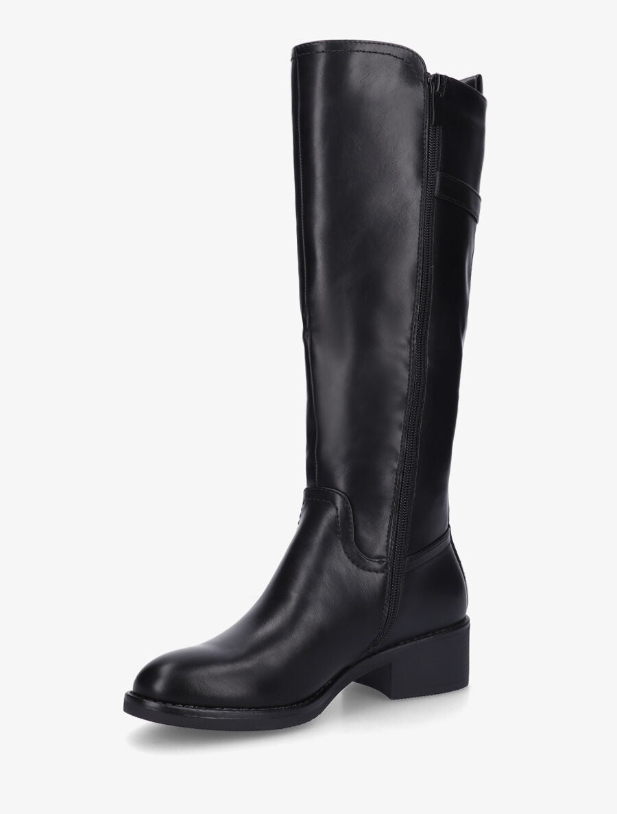 Bottes unies élastiquées à talon - Noir - 3