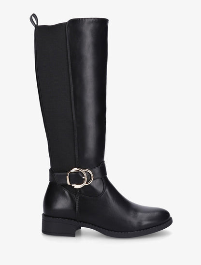 Bottes unies élastiquées et sanglées - Noir - 1