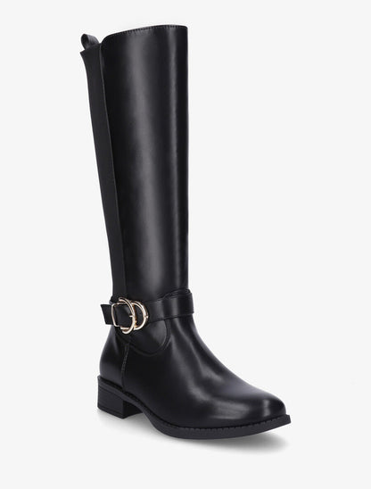 Bottes unies élastiquées et sanglées - Noir - 2