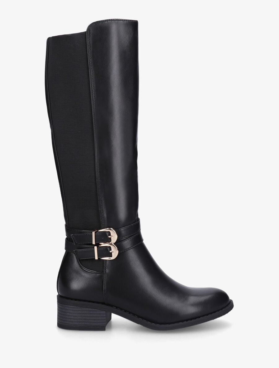 Bottes élastiquées unies à double sangles - Noir - 5