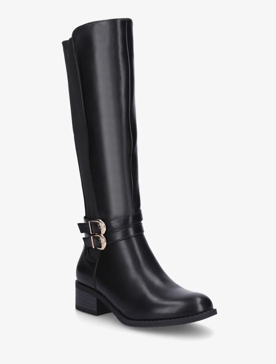 Bottes élastiquées unies à double sangles - Noir - 2