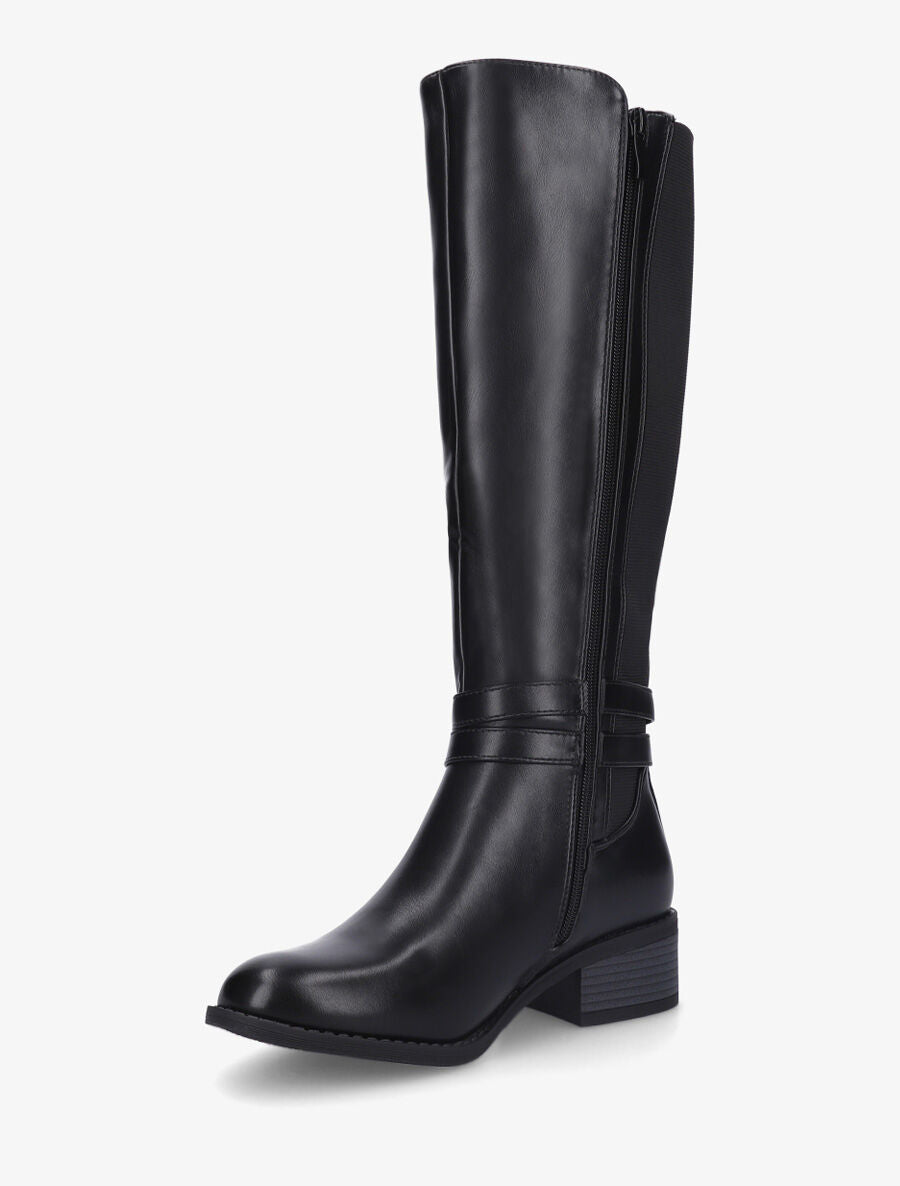 Bottes élastiquées unies à double sangles - Noir - 3