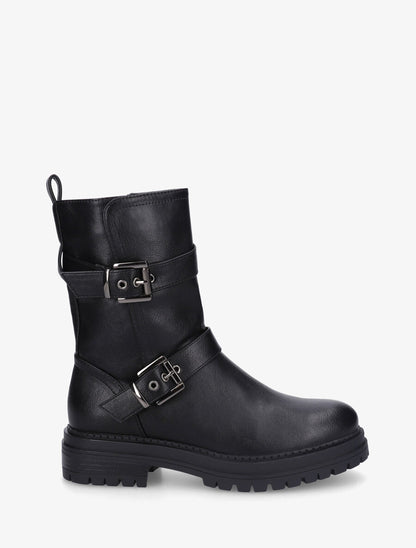 Bottines en simili à semelle crantés - Noir - 5