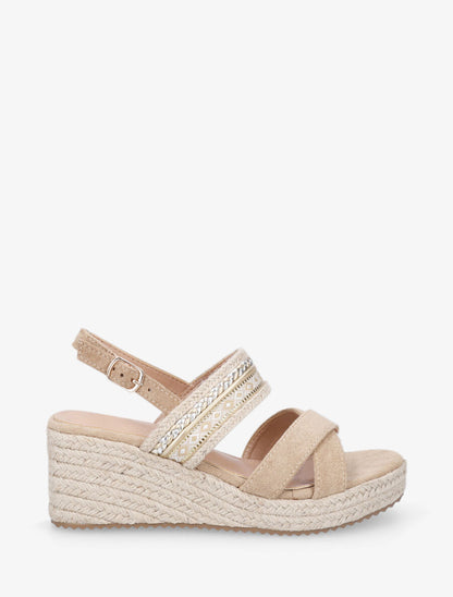 Sandales en suédine à semelle raphia - Beige - 2