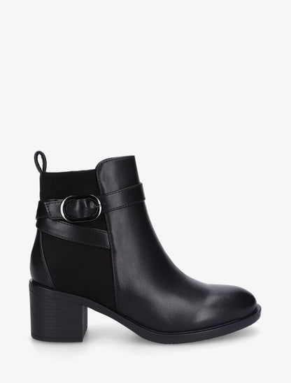 Bottines bimatière à talon - Noir - 5