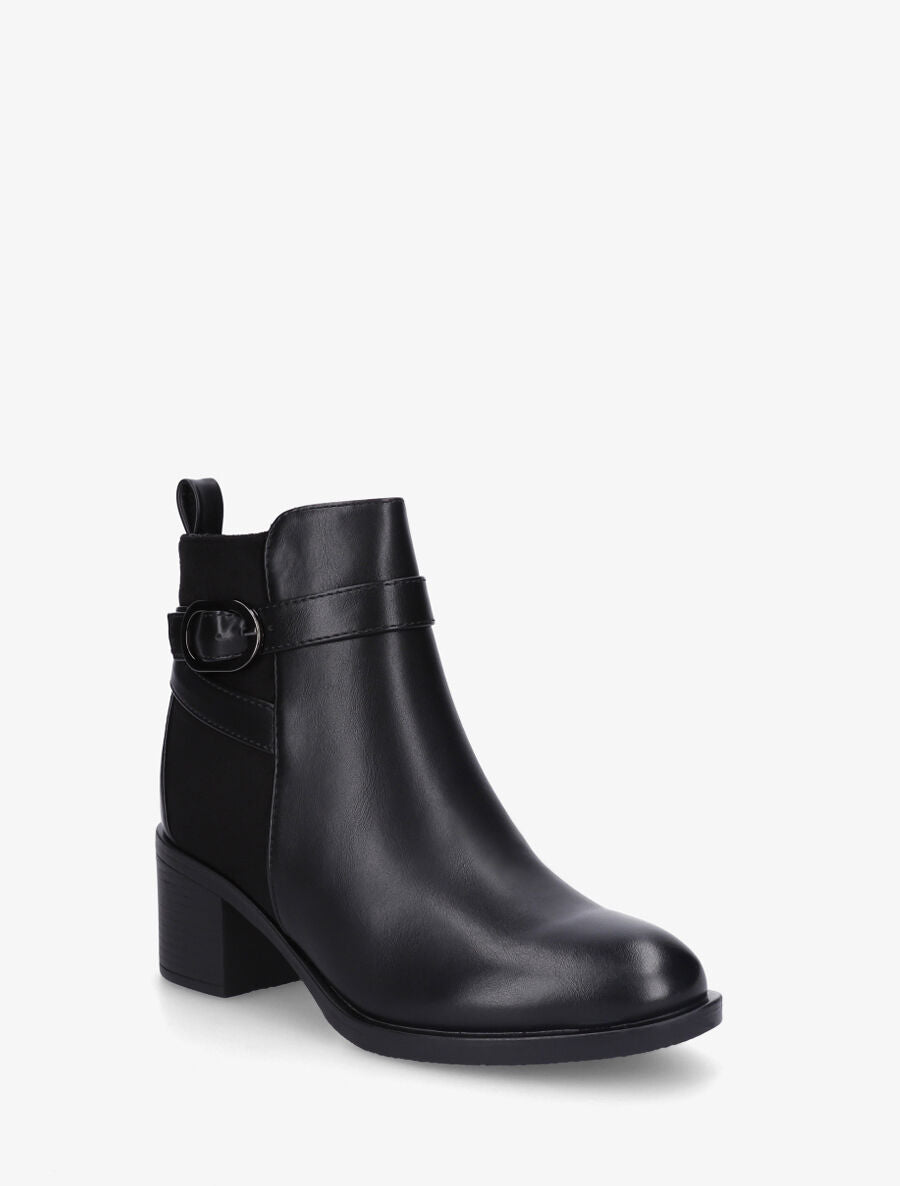 Bottines bimatière à talon - Noir - 2