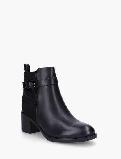 Bottines bimatière à talon - Noir - 2