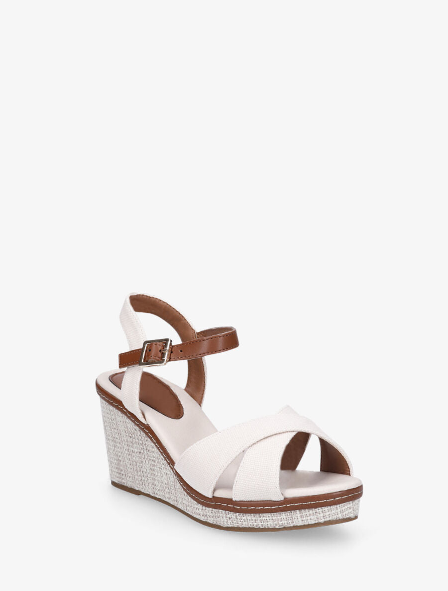 Sandales à brides croisées et semelle style osier - Blanc - 2