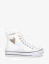 Sneakers en simili à flocage coeur - Blanc - 1