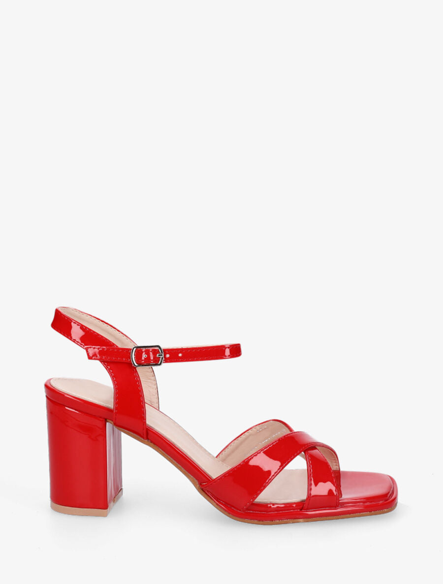 Sandales vernies à talon - Rouge - 5