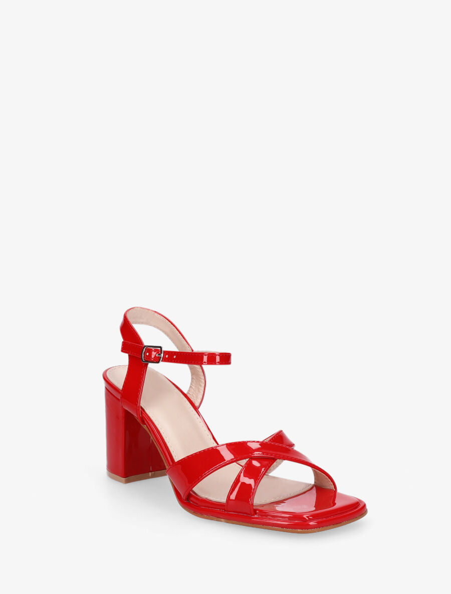 Sandales vernies à talon - Rouge - 2
