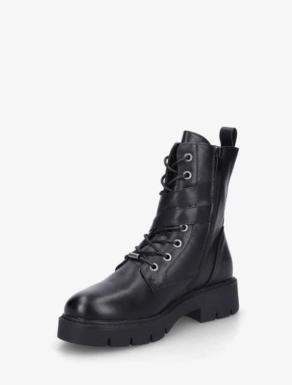 Bottines montantes en simili à double sangles - Noir - 3
