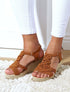 Sandales bi-matière et semelle en raphia - Camel - 1