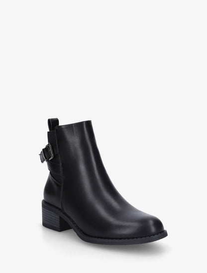 Bottines unies à cheville élastiquée et sanglée - Noir - 2