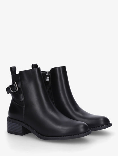 Bottines unies à cheville élastiquée et sanglée - Noir - 4