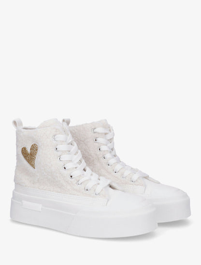 Sneakers montantes molletonnées - Blanc - 4
