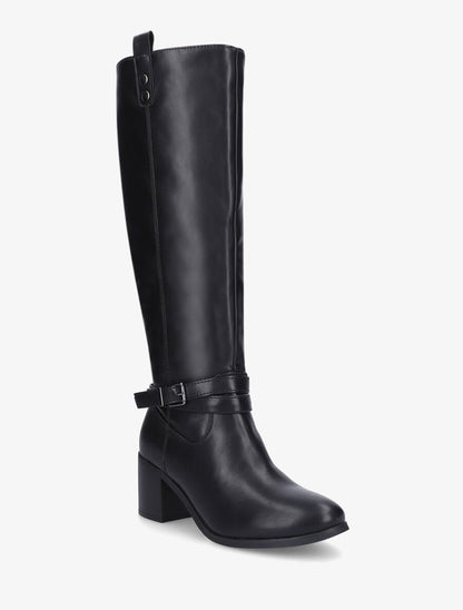 Bottes en simili sanglées à talon - Noir - 2