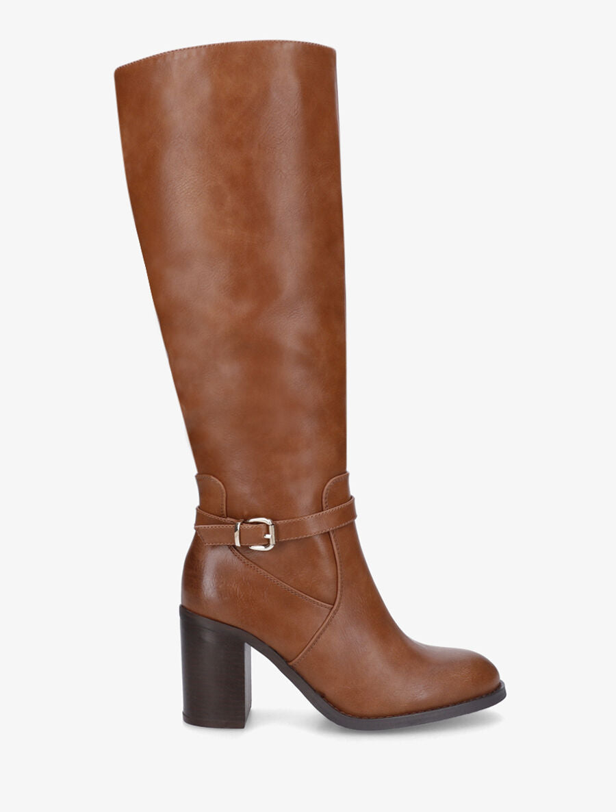 Bottes en simili à talon haut - Camel - 1