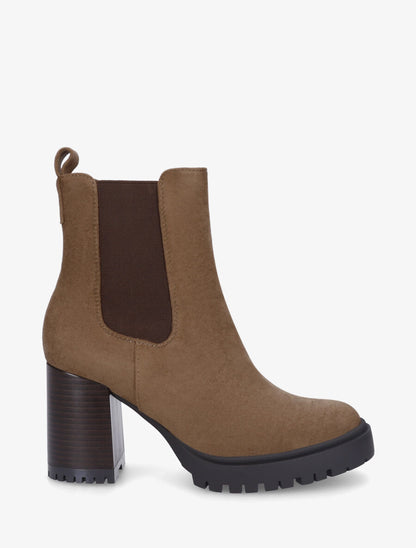 Bottines en suédine à talon haut - Taupe - 1