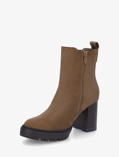 Bottines en suédine à talon haut - Taupe - 3