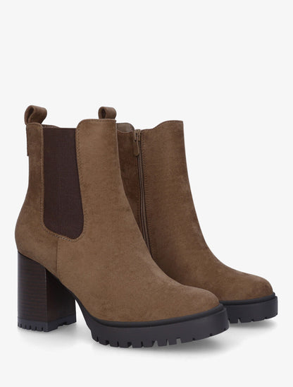 Bottines en suédine à talon haut - Taupe - 4
