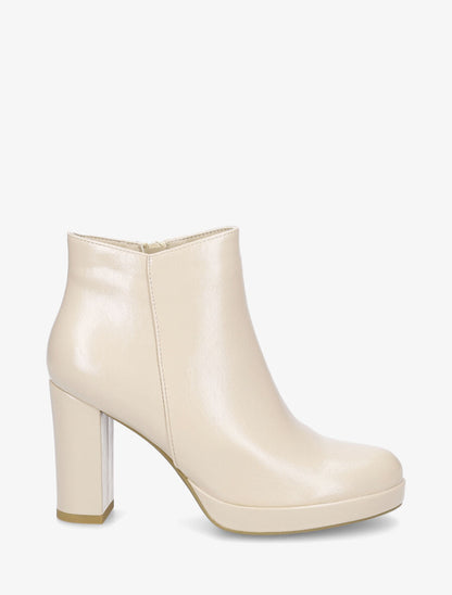 Bottines en simili à talon haut - Beige - 5