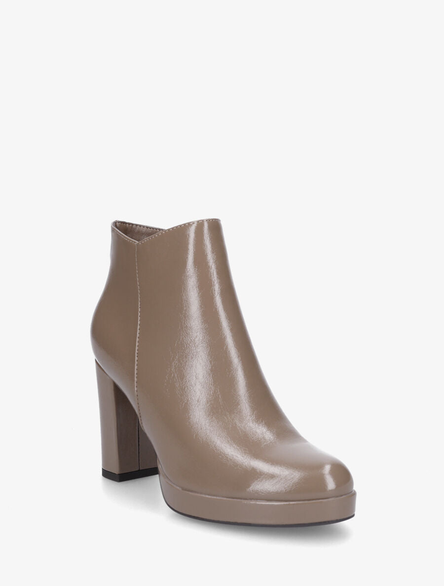 Bottines en simili à talon haut - Taupe - 2