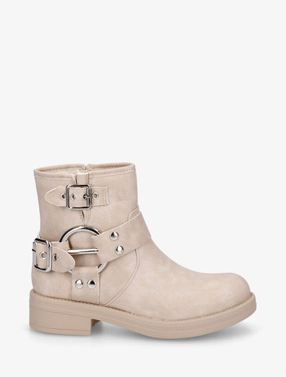 Bottines unies sanglées - Beige - 1
