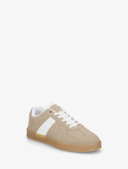 Sneakers effet nubuck à motif géométrique - Taupe - 2