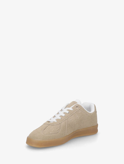 Sneakers effet nubuck à motif géométrique - Taupe - 3