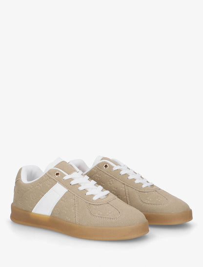 Sneakers effet nubuck à motif géométrique - Taupe - 4