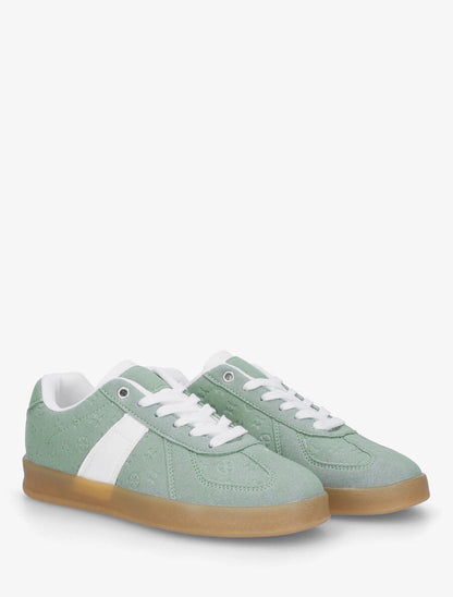 Sneakers effet nubuck à motif géométrique - Vert d&