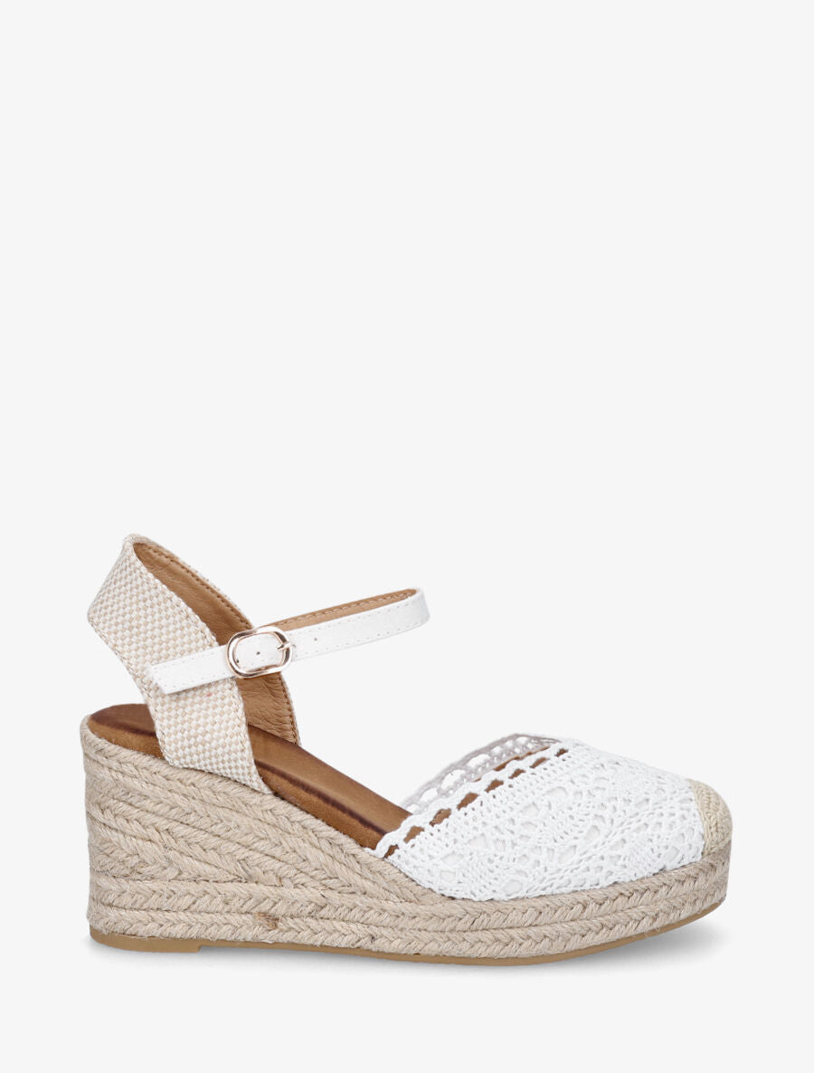 Sandales compensées style espadrilles - Blanc - 1