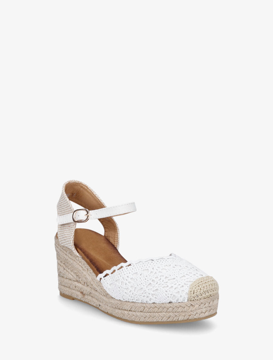 Sandales compensées style espadrilles - Blanc - 2