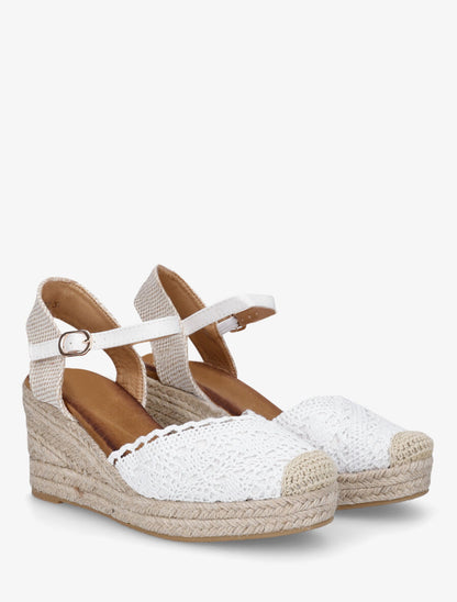 Sandales compensées style espadrilles - Blanc - 4