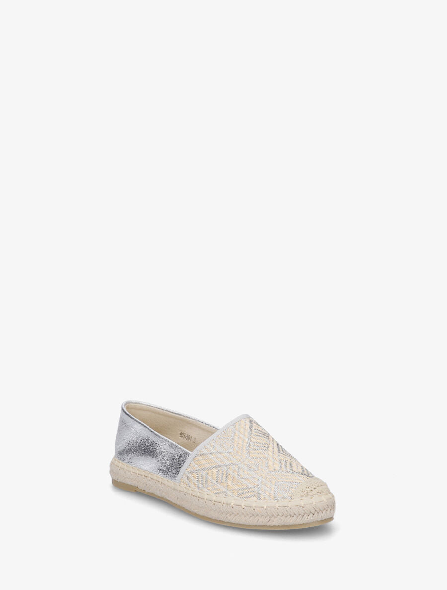 Espadrilles plates nacré et effet osier - Argent - 2