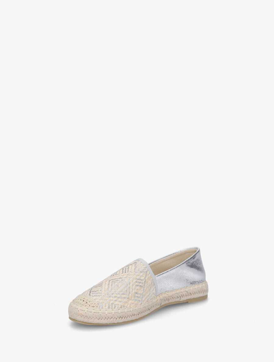 Espadrilles plates nacré et effet osier - Argent - 3