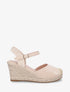 Sandales compensées en suédine - Beige - 1
