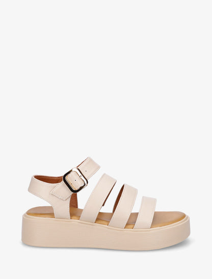 Sandales multibrides en simili - Beige - 1